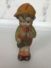 Vintage/Antique 1930’s Bisque Boy With Baseball Hat Playing Horn 4.25” Tall