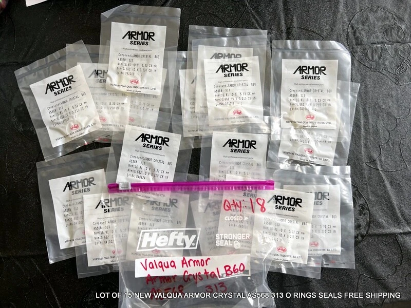 LOT OF 18 NEW VALQUA ARMOR CRYSTAL B60 AS568 313 O RINGS SEALS FREE SHIPPING - Image 1 of 4