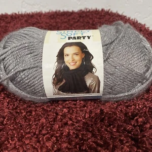 Caron Simply Soft Party Platinum Sparkle Yarn Acrylic 4 Med 164 Yards - Picture 1 of 3