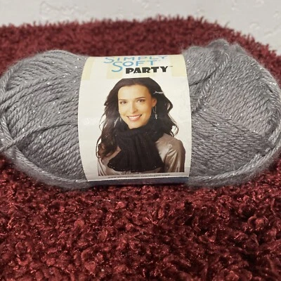 Caron Simply Soft Party Platinum Sparkle Yarn Acrylic 4 Med 164 Yards - Image 1 of 3
