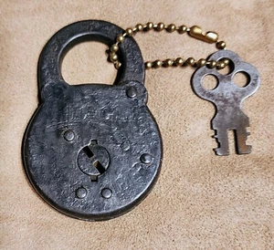 Vintage Antique Eagle SIX LEVER PAD LOCK with Key, Works!! - Picture 1 of 7