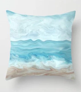 Throw Pillow Case Cushion Cover Sea View 267 blue ocean beach L.Dumas - Picture 1 of 2