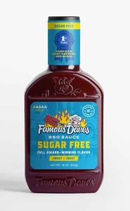 🟡 New Famous Dave's Sugar Free Smoky Sweet BBQ Barbecue Sauce Bottle 18oz - Picture 1 of 2