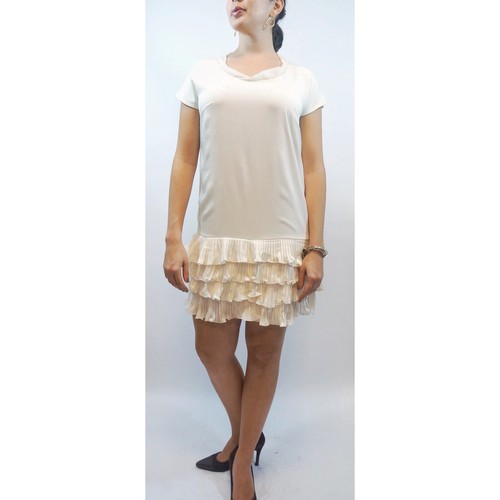OFF WHITE Abito da festa Kensie donna bianco sporco manica corta orlo arricciato. Taglia S. Nuova con etichetta