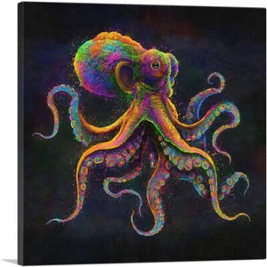 ARTCANVAS Octopus Animal Tentacles Sea Ocean Canvas Art Print - Picture 1 of 11