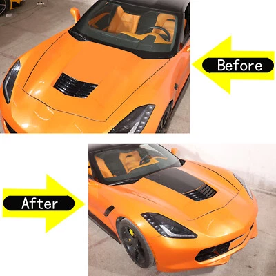 For 2014-2019 C7 Base Corvette Black Hood Blackout Racing Stripe Decal Graphics - Изображение 1 из 4