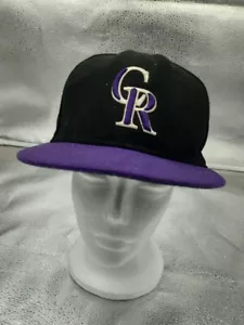 Vintage Colorado Rockies New Era On Field Fitted Hat Size 6 7/8 Black Purple 59f - Picture 1 of 7