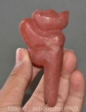 3.4“Old Chinese Hongshan Culture Red Crystal Carve Helios Sun God Statue Pendant