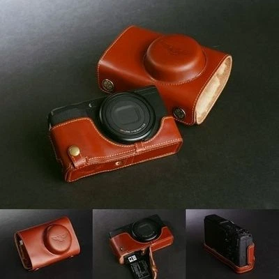 Funda completa de cuero genuino para cámara para Ricoh GR GR II parte inferior abierta Foto 1 de 4