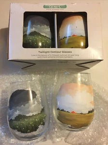 Juego de 4 vasos contorno crepuscular 1canoe2 ~ 18 OZ Lote de dos canoas 35012 vidrio - Imagen 1 de 7