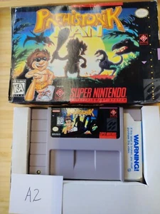 Prehistorik Man Super Nintendo alquiler no como nuevo con caja Titus Prehistoric 1996 RARO - Imagen 1 de 10
