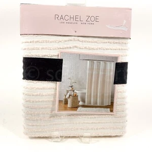 Rachel Zoe Fabric Shower Curtain 72" x 72"  Cotton Blend Pink & CREAM New - Picture 1 of 6