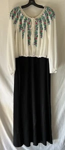 NUEVO CON ETIQUETAS TADASHI SHOJI Vestido Largo Negro Blanco Bordado Talla 18Q - Imagen 1 de 15