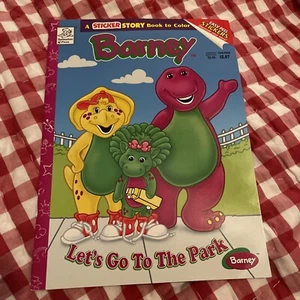 NEW 1999 Barney Lets Go To The Park Sticker Book to Color Easy Peel Stickers - Picture 1 of 11