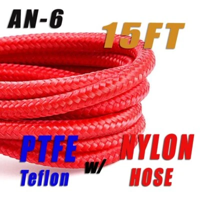 5/16" Red Nylon PTFE E85 -6AN AN6 OIL Ethanol Fuel LINE HOSE + 15FT - Image 1 of 4