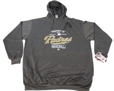 New San Diego Padres Mens Sizes 3XL-4XL-Tall Majestic Gray 1/4 Zip Hoodie Cover