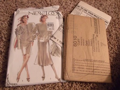 VINTAGE SEWING PATTERN NEW LOOK 6010 MISSES WOMENS TOP SKIRT 8-16 UNCUT - Image 1 of 2