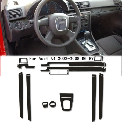 For Audi A4 B6 B7 2002-2008 5D Carbon Fiber Pattern Interior DIY Trim Decals Foto 1 de 4