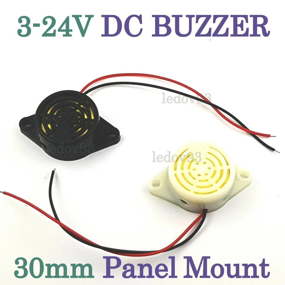 30mm 3-24V Beeping Buzzer Alarm Piezo Sounder DC Panel Mounting 3KHz Beep - Image 1 of 1