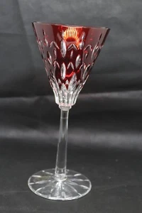 AJKA Ruby Red Fluted Cut to Clear 9.5" Crystal Flute Stem Made in Hungary - Picture 1 of 4