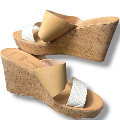 Сандалии Dolce Vita Pimms пробковые на танкетке пробковая платформа желтовато-коричневые кожаные горки размер 9 новые - Изображение 1 из 4