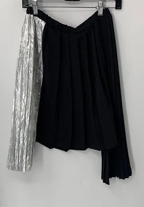 N.21 Girls Black Metallic Silver Elastic Waist Pleated Skirt NWT sz 14y - Picture 1 of 6