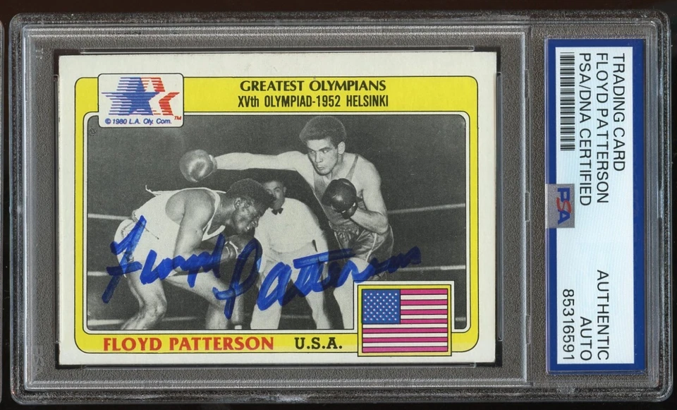Floyd Patterson #77 signed autograph 1983 Topps Greatest Olympians Card PSA Slab - Image 1 of 1