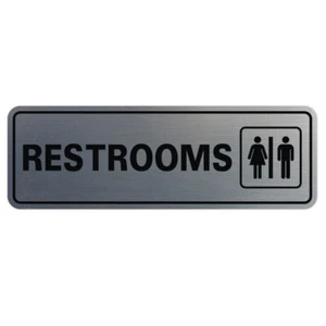 Standard Restrooms Sign - Silver - Large 3" X 9" - Picture 1 of 1