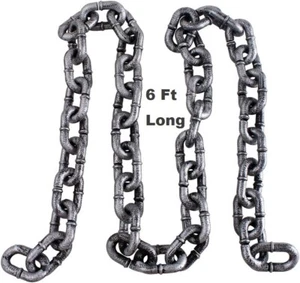 CADENA DE HIERRO GIGANTE FALSA REALISTA 6 pies Halloween Navidad Marley Fantasma Escenario Prop - Imagen 1 de 10
