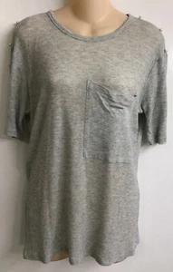 derek lam 10 crosby Top Gray Short Sleeve Pearl Shoulder Button Nwt Size Med - Picture 1 of 12