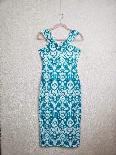 PALM ANGELS Abito donna Milano extra small verde poli misto smanicato tubino dritto midi