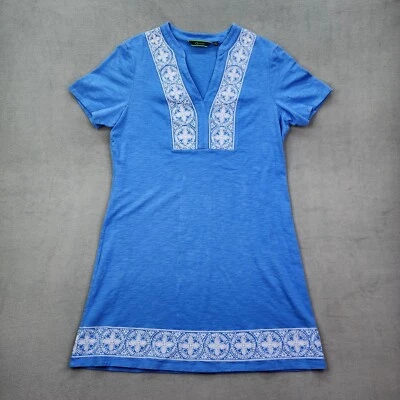 Vestido Camiseta Vintage C Wonder Midi Para Mujer Azul Medio Cuello en V Bordado Foto 1 de 4