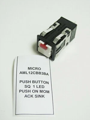 Square Momentary Push Button w/ Red LED - Microswitch AML12CBB3BA - Image 1 of 4