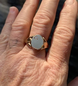 Vintage Heavy Solid 9ct Rose Gold & Natural Earth Mined Diamond Signet Ring 6.8g - Picture 1 of 13