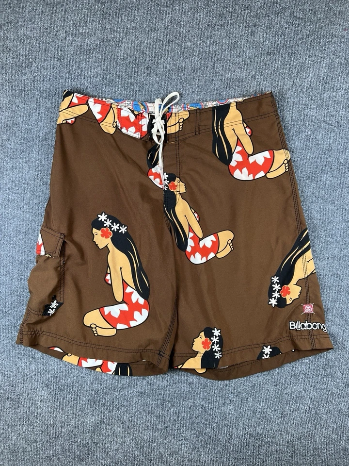 Pantalones Cortos De Colección Billabong Edición Especial Hinano Tahití Hula Niña Para Hombres 38 Y2K Foto 1 de 4