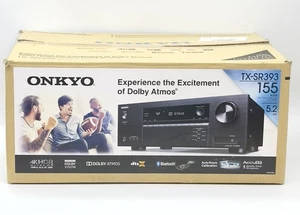 Onkyo AV Receiver TX-SR393 5.2 Channel 4k HDR Dolby Atmos Bluetooth TESTED - Picture 1 of 21