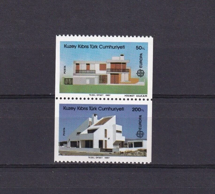 SA08c Turkish Cyprus 1987 EUROPA Stamps - Modern Architecture mint pair - Image 1 of 1
