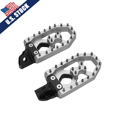 For Suzuki RM85 DR200 DR-Z125 Silver Enlarged FootRest Wide Fat Foot Pegs Pedals Foto 1 de 4