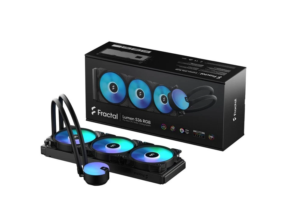 Fractal Design Lumen S36 v2 RGB Aspect 12 RGB x3 AIO CPU Liquid/Water Cooler, - Image 1 of 4