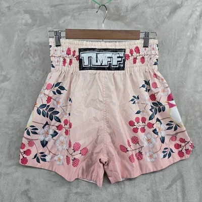 TUFF Size L Muay Thai Boxing Shorts "Pink Sakura with Nightingale Bird" - Image 1 of 4