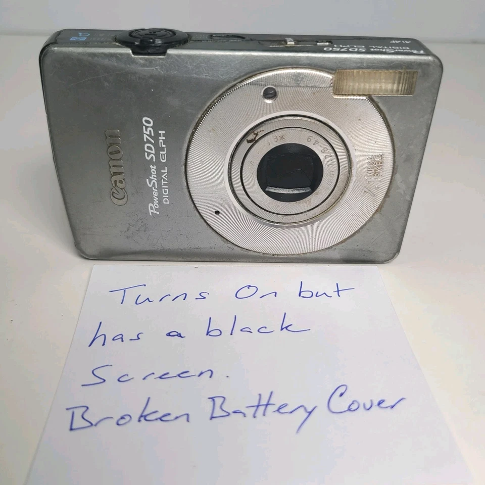 Canon PowerShot SD750 Digital ELPH 7.1 MP Camera Silver - Bad Screen  - Image 1 of 4