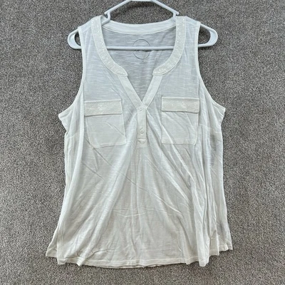 Blusa para mujer Inc International Concepts talla 0X marfil sin mangas cuello en V botón Foto 1 de 4