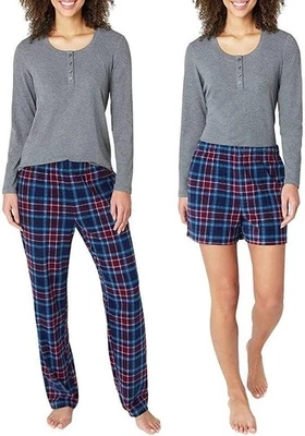 Eddie Bauer Juego para Dormir Pijama de Vellón Gofre de 3 Piezas para Damas, Gris Pequeño Foto 1 de 4