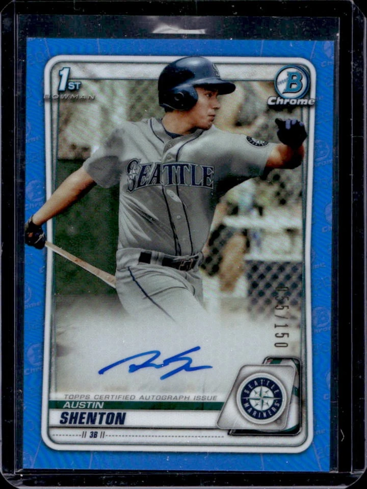 2020 Bowman Chrome Austin Shenton Auto Blue Refractor 1st #56/150 - Image 1 of 2