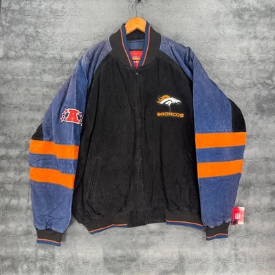 Chaqueta de bombardero universitaria de gamuza de colección de los Denver Broncos NFL talla XL NUEVA CON ETIQUETAS Foto 1 de 4