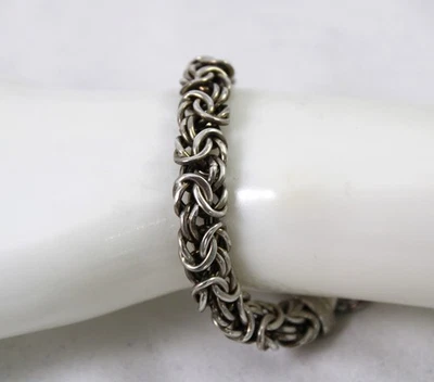 Milor Italy Sterling Silver 9.5mm Wide Byzantine Link Bracelet 7.5 Inches Long - Image 1 of 4