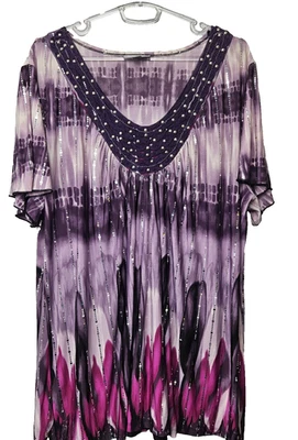 Essentials Purple Dress Shirt Womans with sequence lines size 2x - Image 1 of 4