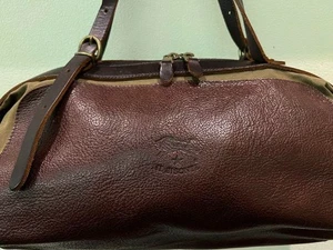IL BISONTE candy bag genuine leather olive x dark brown USED FROM JAPAN - Picture 1 of 9