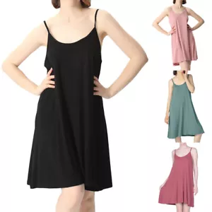 Women's Sleeveless Nightgown Scoop Neck Soft Summer Stretch Cami Pajama Dress - Picture 1 of 25
