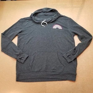 Well Worn Los Angeles Sweatshirt Women Size Small S Gray Pullover Cowl Rainbow - Picture 1 of 12